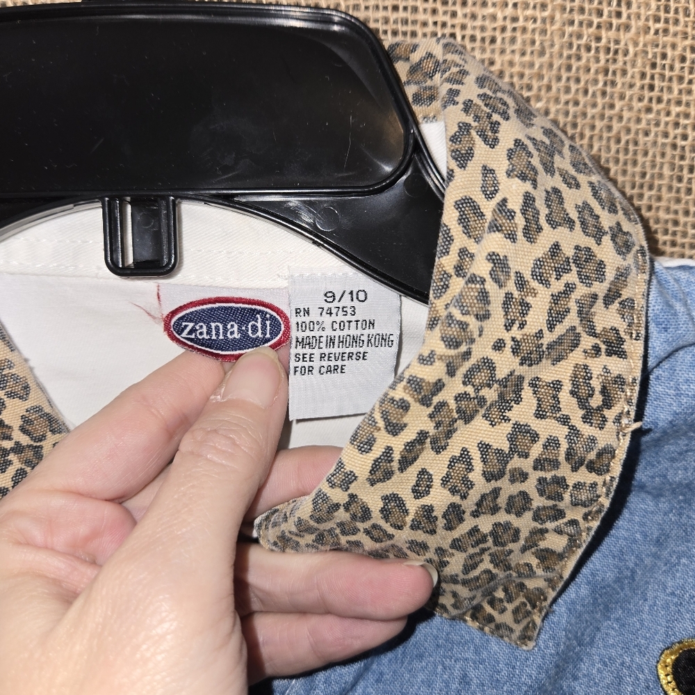 Women's Y2K Vintage Leopard Denim Button-Up Shirt Size 9/10 - Picture 7 of 10